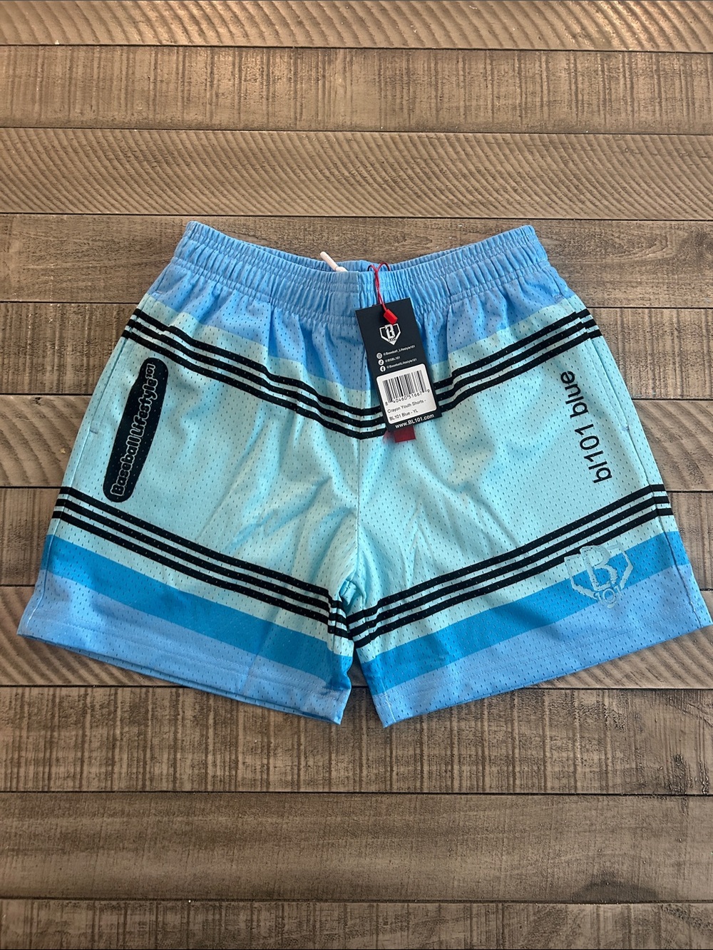 Blue Kids Athletic Mesh Shorts with Stripe Detail - Unbranded